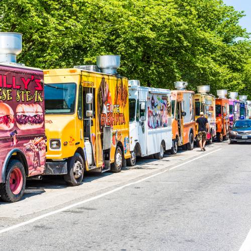 Food trucks inline for event