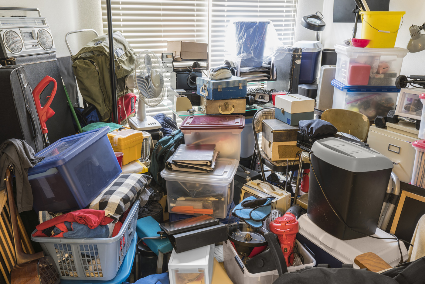 cluttered storage