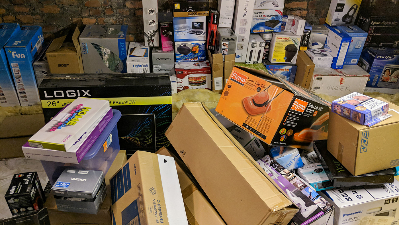 electronic boxes clutter